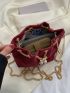 Mini Bucket Bag Drawstring Design Pearl Decor