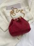 Mini Bucket Bag Drawstring Design Pearl Decor