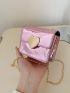 Mini Flap Square Bag Heart Decor Metallic