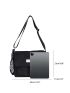 Medium Messenger Bag Letter Patch Decor Multi-Pocket With Bag Charm
