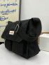 Medium Messenger Bag Letter Patch Decor Multi-Pocket With Bag Charm