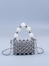 Beaded Square Bag Mini Silver