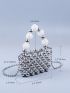 Beaded Square Bag Mini Silver