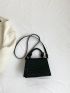 Crocodile Embossed Square Bag Mini Black