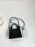 Crocodile Embossed Square Bag Mini Black