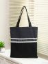 Letter Graphic Shopper Bag Small Black