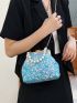 Sequin Decor Square Bag Faux Pearl Beaded Mini For Party