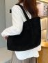 Minimalist Shoulder Tote Bag Double Handle Black