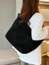 Minimalist Shoulder Tote Bag Double Handle Black