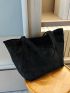 Minimalist Shoulder Tote Bag Double Handle Black