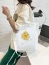 Small Shopper Bag Flower Pattern Double Handle