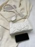Heart Quilted Baguette Bag Small White