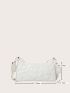 Heart Quilted Baguette Bag Small White
