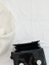 Mini Messenger Bag Buckle Decor Solid Black
