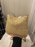 Medium Crossbody Bag Letter Patch Decor