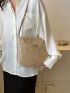 Medium Crossbody Bag Letter Patch Decor