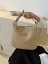 Medium Crossbody Bag Letter Patch Decor