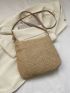 Medium Crossbody Bag Letter Patch Decor