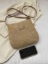 Medium Crossbody Bag Letter Patch Decor