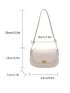 Small Saddle Bag Metal Decor Solid Beige