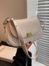 Small Saddle Bag Metal Decor Solid Beige