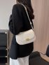 Small Saddle Bag Metal Decor Solid Beige