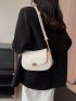 Small Saddle Bag Metal Decor Solid Beige