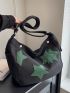 Oversized Hobo Bag Star Patch Decor