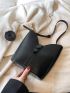 Small Bucket Bag Solid Black Minimalist Style