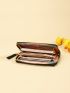 Colorblock Long Wallet Tassel Decor Zipper Around