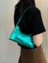 Funky Baguette Bag Metallic Crocodile Embossed