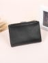 Buckle Decor Small Wallet PU Black