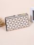 Geometric Pattern Long Wallet Buckle Decor Pu
