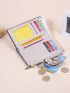 Geometric Pattern Long Wallet Buckle Decor Pu
