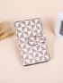 Geometric Pattern Long Wallet Buckle Decor Pu