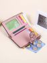 Purple Small Wallet Geometric Pattern Fold Over Zipper