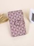 Purple Small Wallet Geometric Pattern Fold Over Zipper