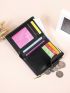 Buckle Decor Small Wallet PU Black