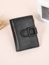 Buckle Decor Small Wallet PU Black