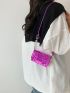 Mini Messenger Bag Buckle Decor Metallic PU Funky