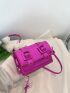 Mini Messenger Bag Buckle Decor Neon Purple PU