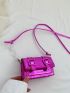 Mini Messenger Bag Buckle Decor Metallic PU Funky