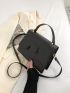 Small Square Bag Solid Black Top Handle