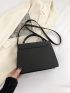 Small Square Bag Solid Black Top Handle