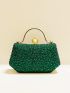 Mini Rhinestone Decor Chain Box Bag Top Handle For Party