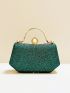 Mini Rhinestone Decor Chain Box Bag Top Handle For Party