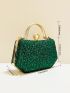 Mini Rhinestone Decor Chain Box Bag Top Handle For Party