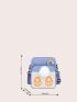 Mini Colorblock Square Bag Pom Pom Decor Adjustable Strap For Daily