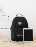 5pcs Backpack Set Letter Pattern Classic Backpack Square Bag Pencil Case For School