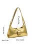 Metallic Baguette Bag Crocodile Embossed Buckle Decor Funky